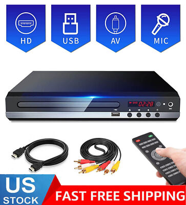   1080p DVD Player All Region Free DVD CD USB Player with HD+RCA Output HOME