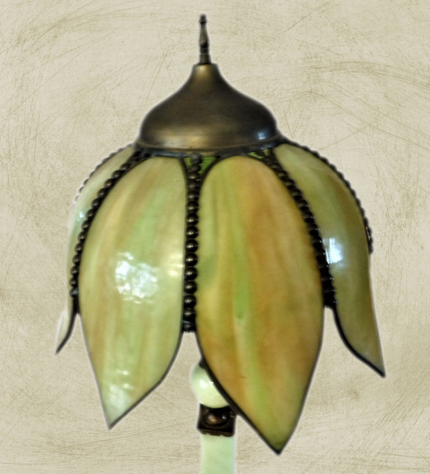 Antique Vintage Green Salg Glass Table Lamp