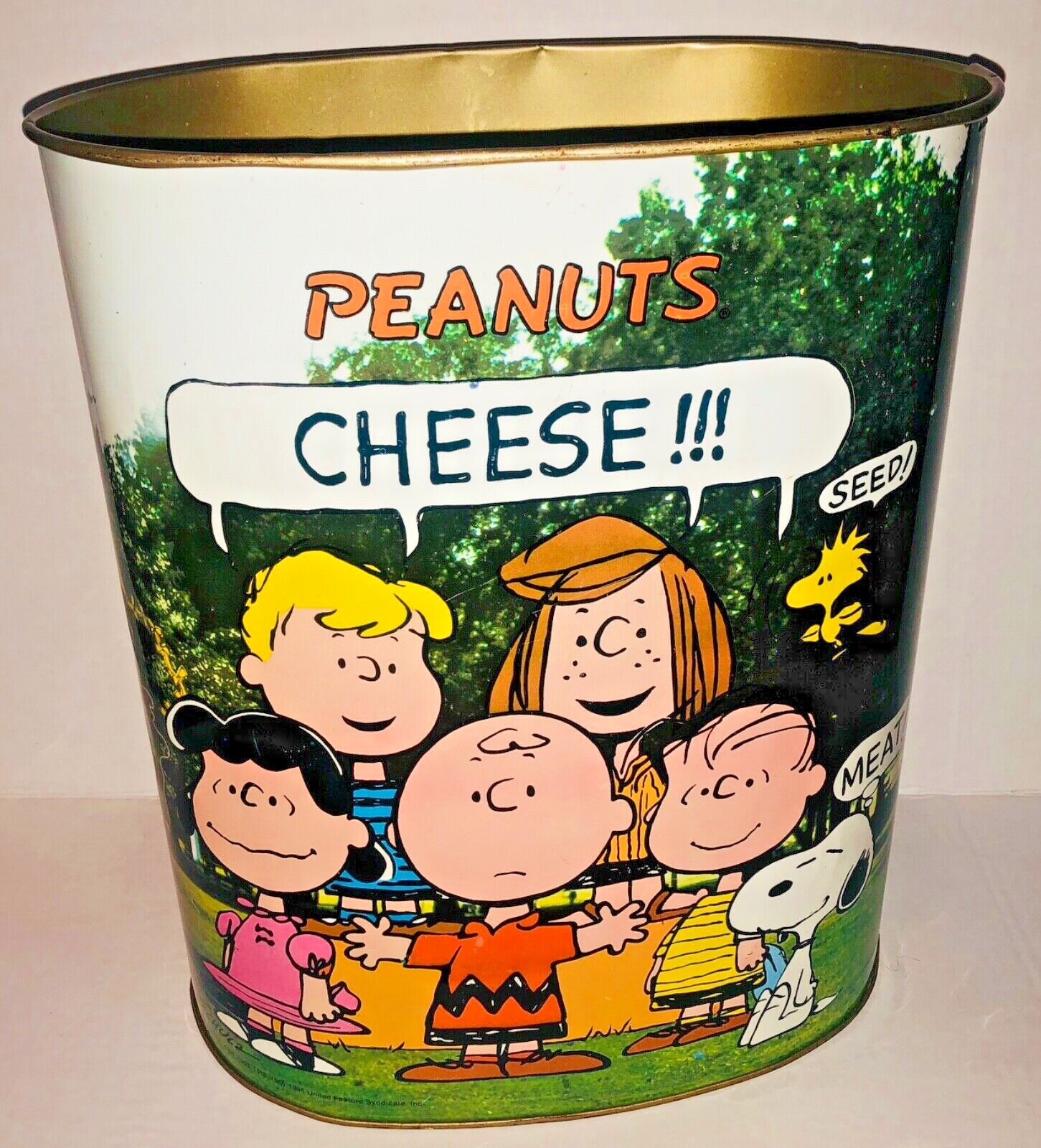 Vintage1960's Peanuts Charlie Brown Snoopy Metal Tin garbage