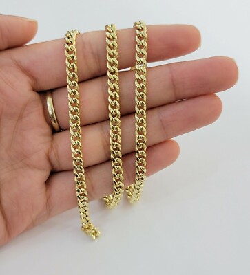 Pre-owned My Elite Jeweler Real 10k Gold Chain Miami Cuban Link Necklace 18" 20" 22" 24" 26" 4.5mm 10kt Oro