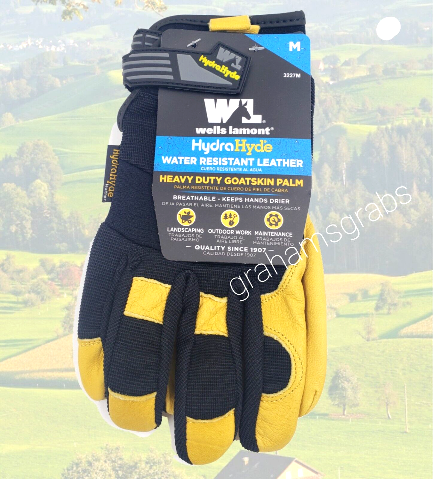 WELLS LAMONT HydraHyde LEATHER WORK GLOVES Breathable Water Resistant (medium)