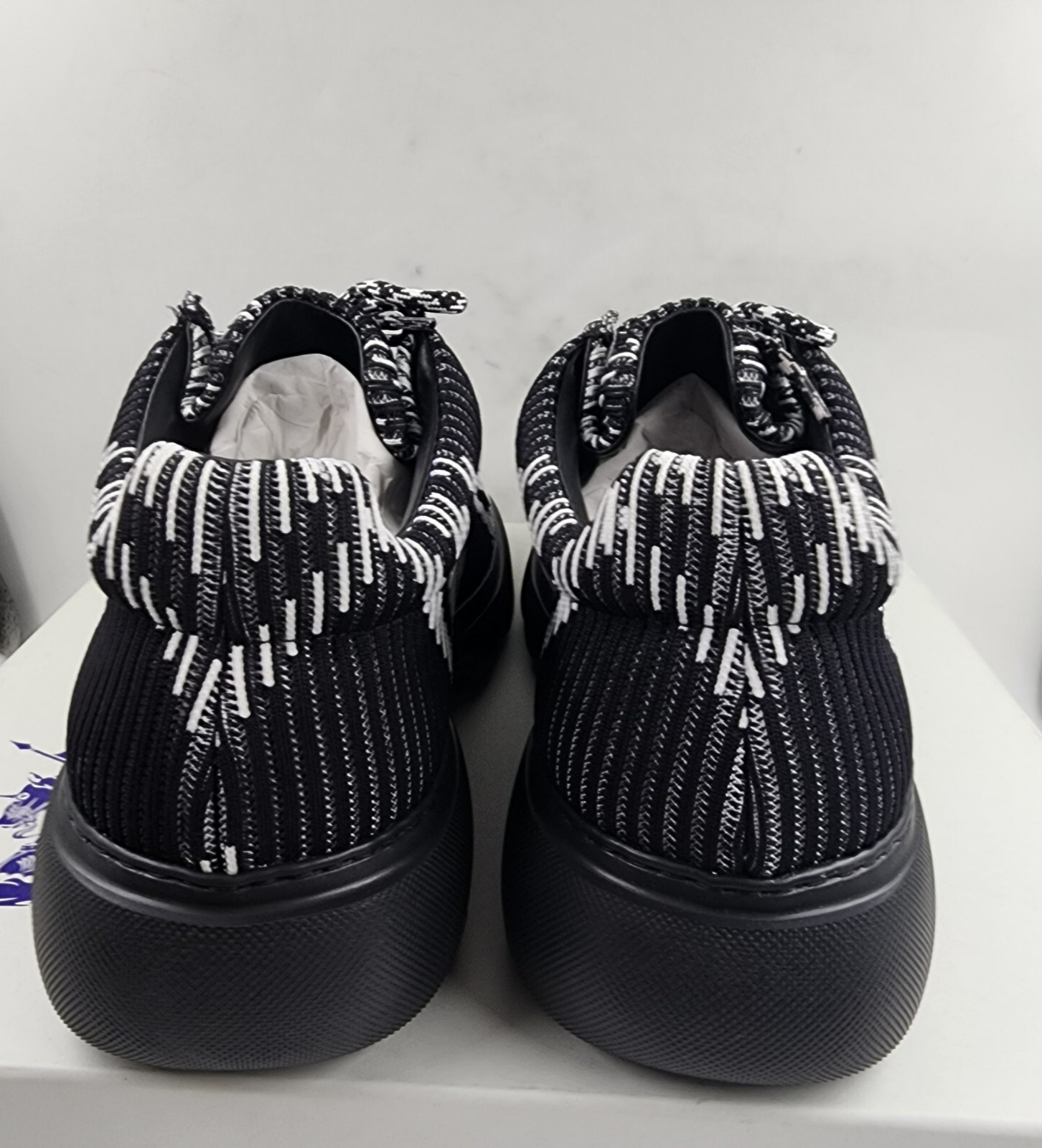 Burberry Creeper Check Woven Lace Up Shoes Men's 11US Black/White Round Toe - Picture 4 of 21