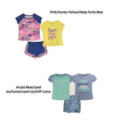 

Спортивный комплект из 2 топов и шорт с короткими рукавами Champion Little Girls 3 шт.