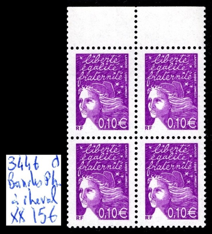 VariÃ©TÃ© : 4 Marianne 3446d Phos. Ã  Cheval, Neufs ** = Cote 60 â¬ / Timbres France