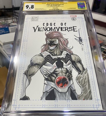 Edge of Venomverse #1 CGC 9.8 SS Signed & Sketch By Nate Melendez WOW!!!