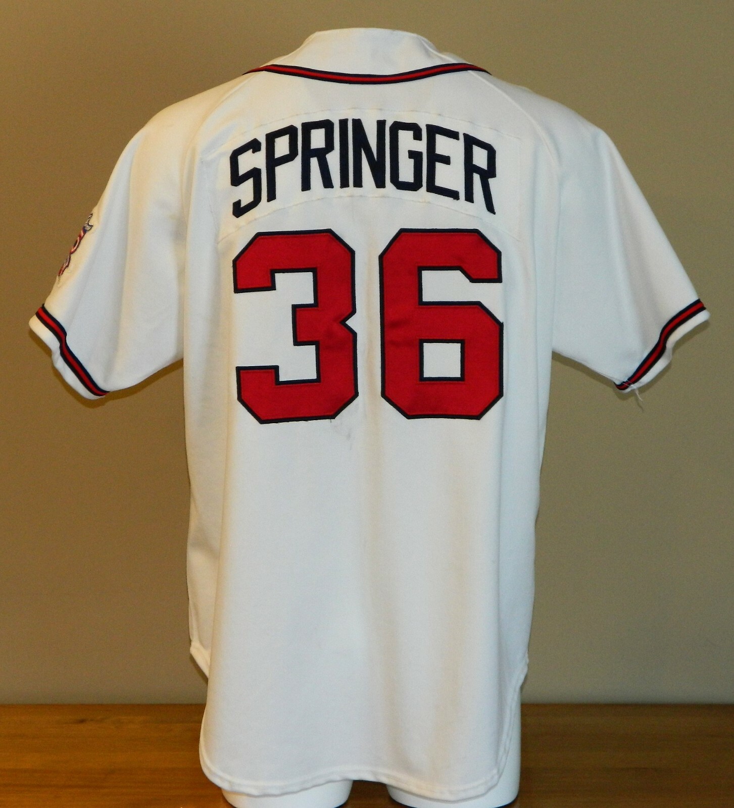 1999 Russ Springer Game Worn Atlanta Braves Home Jersey #36 - Wilson Size 48