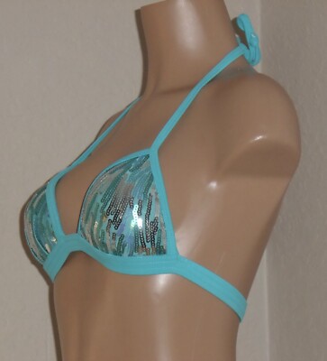 New Aqua Venus Sequin Bikini Top Size A