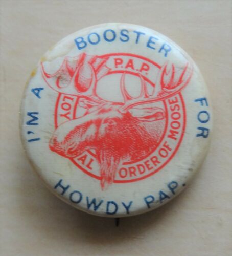 Vintage Loyal Order of Moose Booster Howdy PAP Metal Lapel Pin 