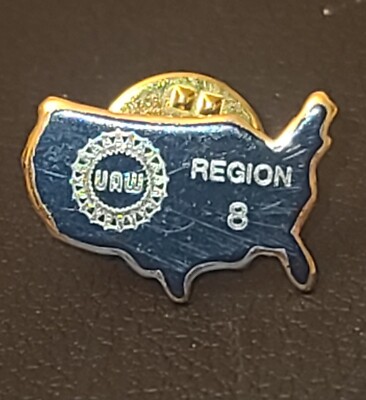 UAW ~ United Auto Workers REGION 8 ~INTERNATIONAL UNION LAPEL PIN.