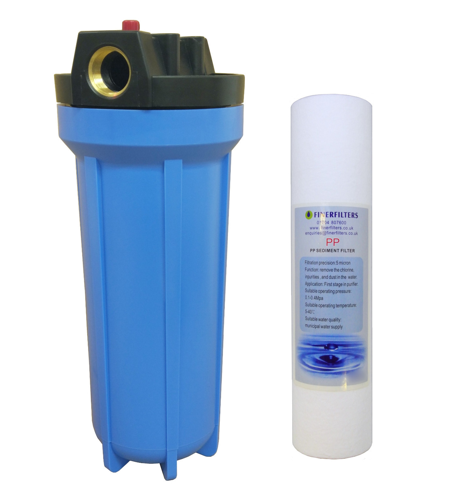 10" Standard Blue Water Filter Housing With 3/4" Ports, PRV & PP