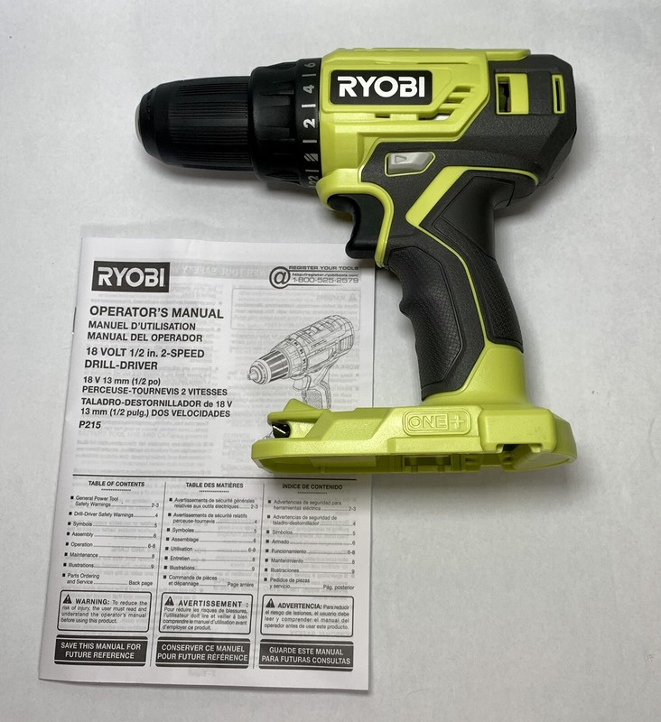 New Ryobi P215 18v 2speed 1/2 Inch Drill/driver Tool Only