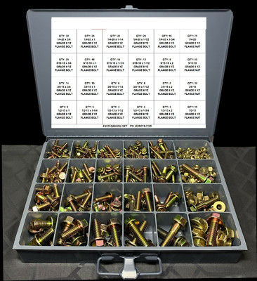 Grade 8 Flange Bolt & Nut Assortment Kit Frame Screws Yellow Zinc- 420 PCS!