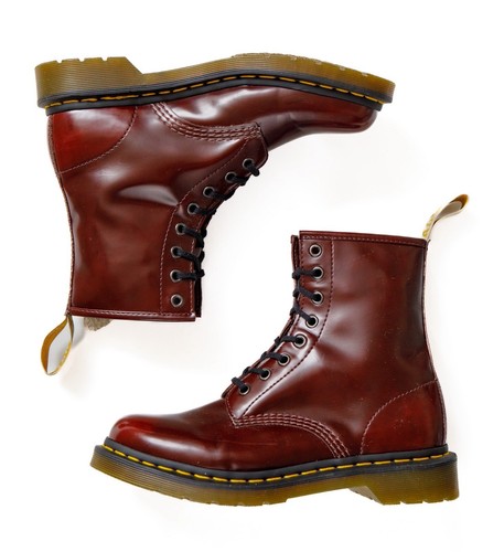 Dr Martens Vegan Leather Boots 1460 US 8 L Burgundy Red Doc