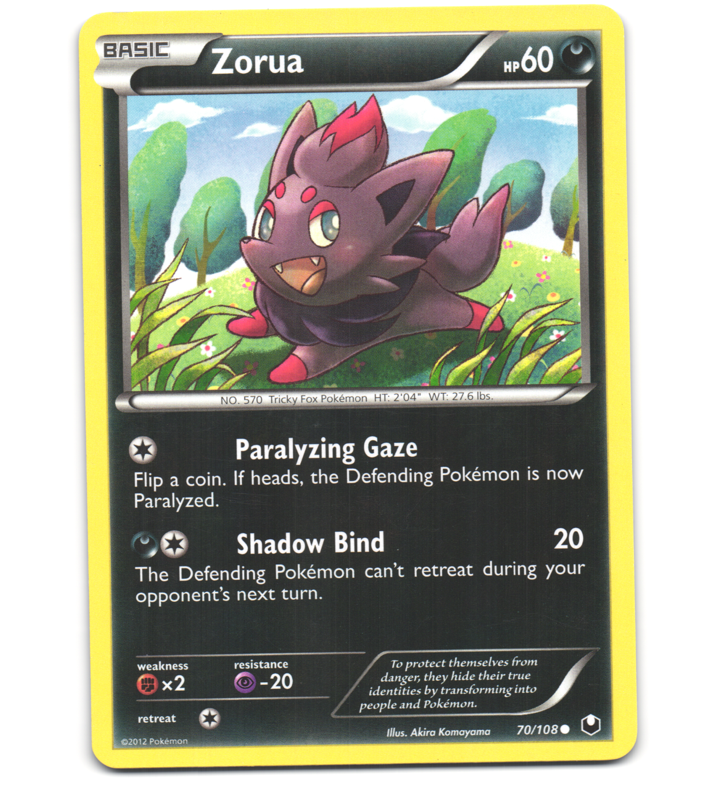 Pokemon 2012 Near Mint NM Zorua Dark Explorers 70/108 Card | eBay