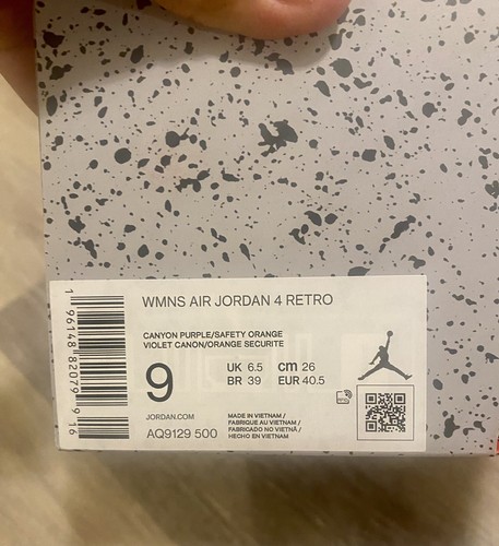 Pre-owned Jordan Nike Air  4 Retro 'canyon Purple Orange' Aq9129-500 Women's 9, Men's 7.5