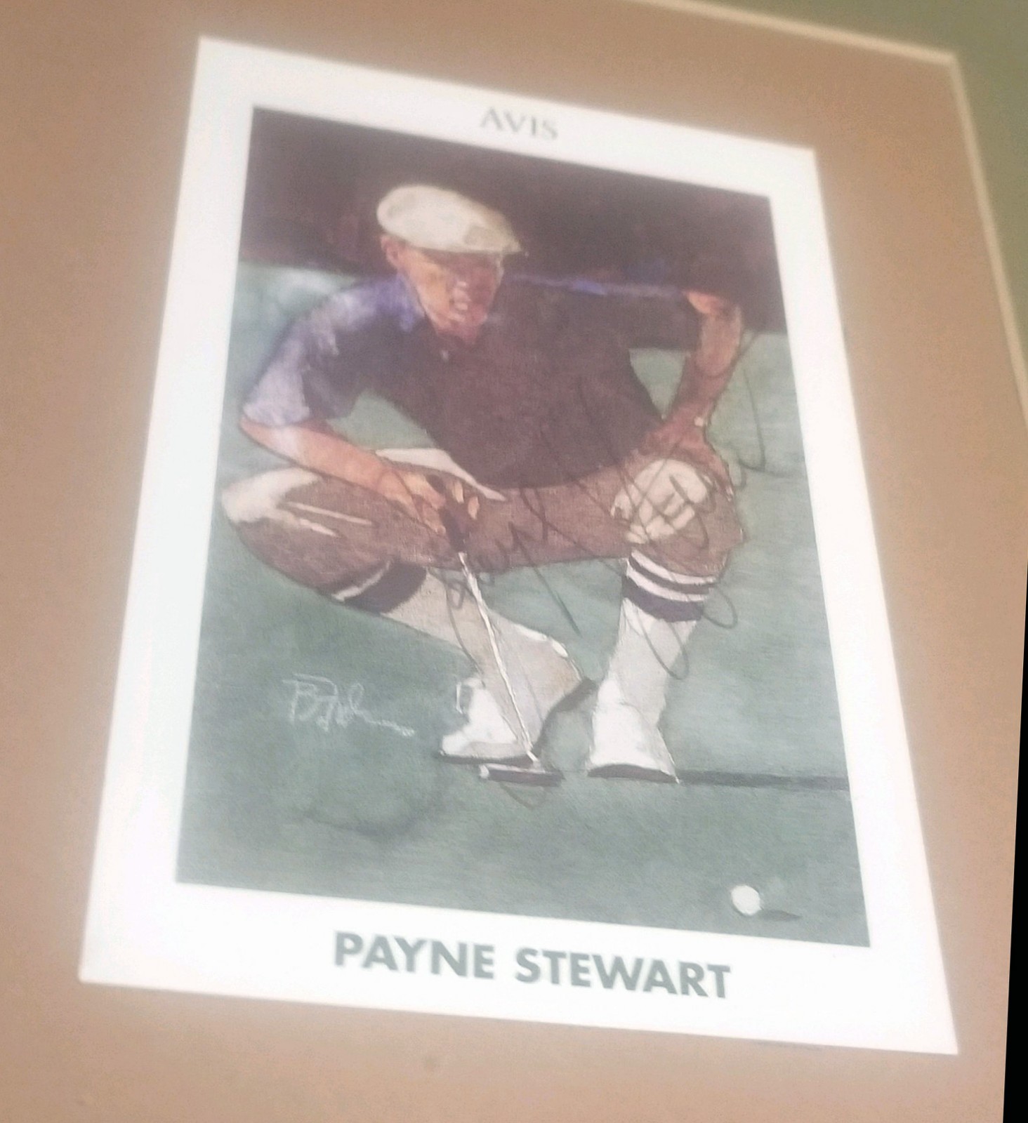 RARE MUELLER GOLF BOB HOPE, PAYNE STEWART AND BILLY CASPER SIGNED FRAMED CARDS