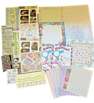Lot of Scrapbooking 12x12 Paper, 8.5x11 Paper & Stickers Baby Showers, Births