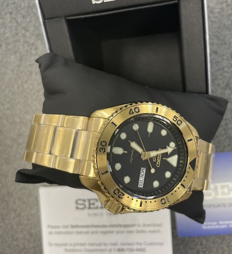 Pre-owned Seiko 5 Prospex Automatic Srpk18 Gold-tone Watch With Tag Made In Japan