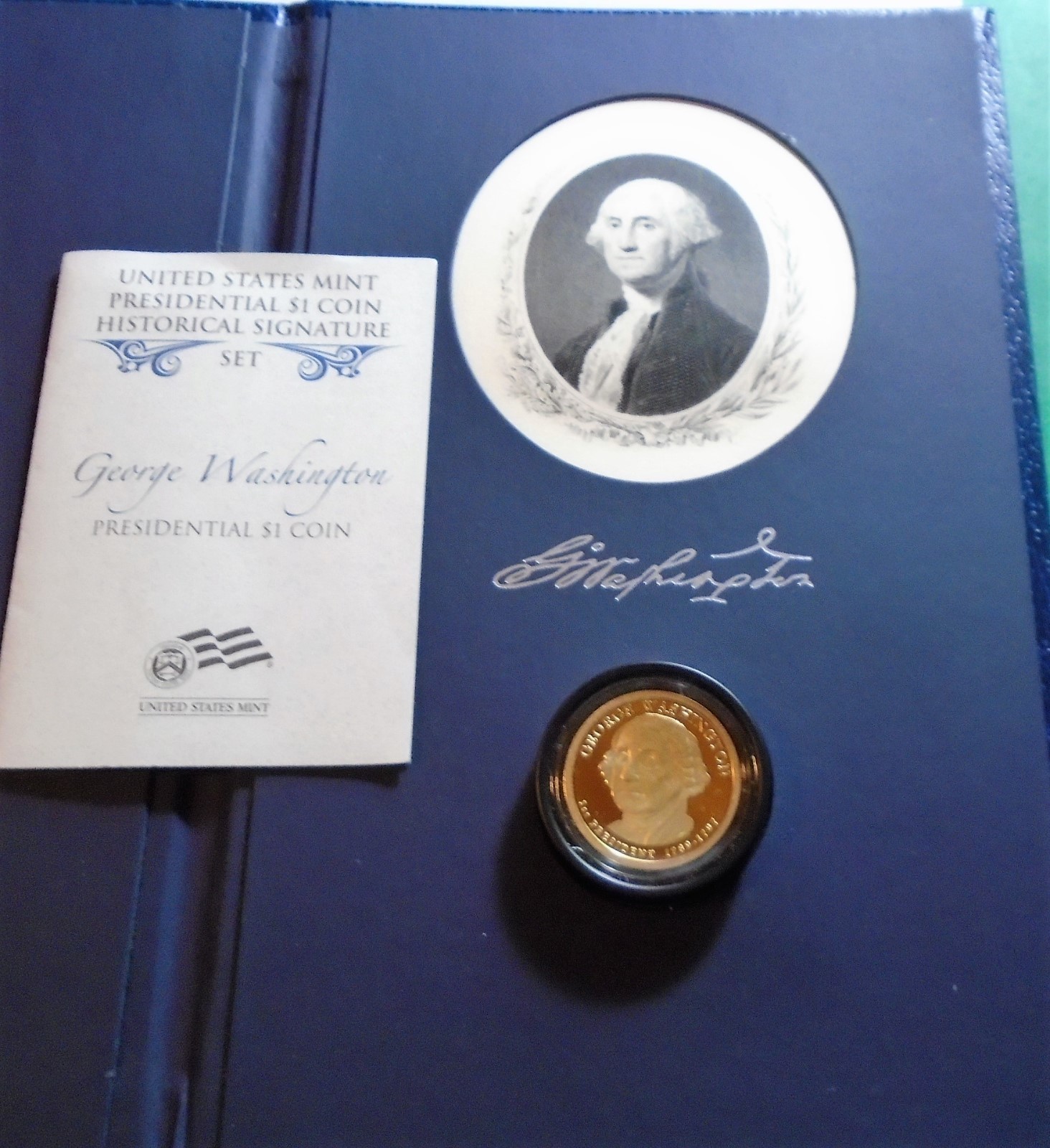U.S. Mint Presidential $1 Coin Proof George Washington Historical Signature Set