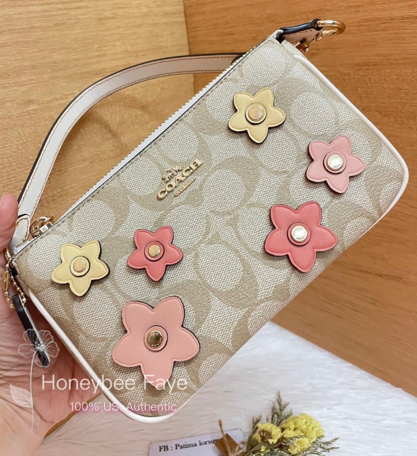 Nwt Coach Nolita 19 In Signature Canvas With Floral Applique