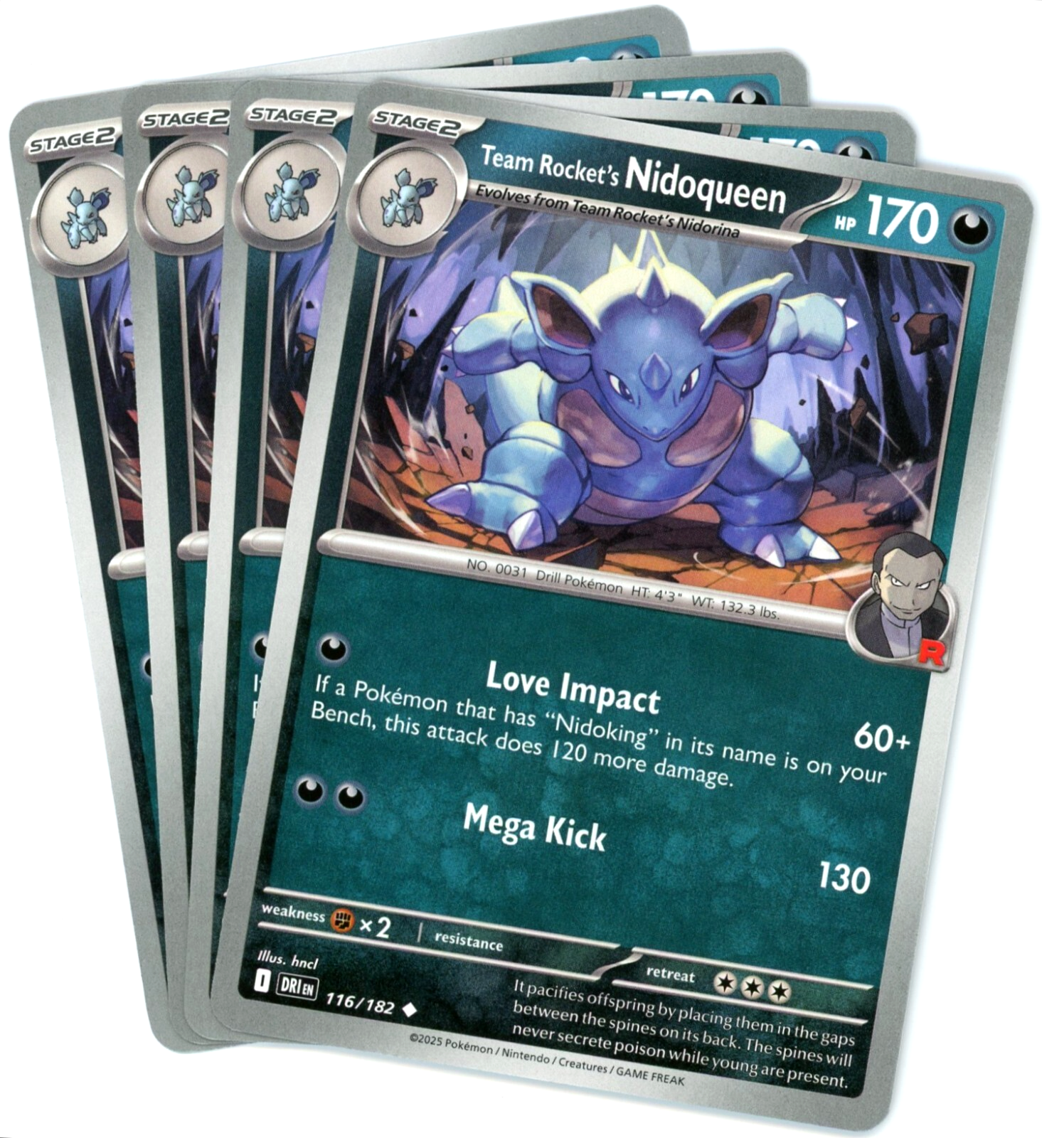 x4 Team Rocket's Nidoqueen - 116/182 - Destined Rivals - NM