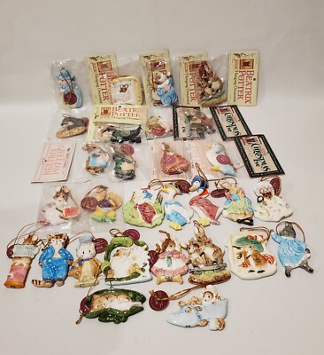 29 Vintage Schmid Beatrix Potter Ornaments 1982-1987 With Tags Some Packages