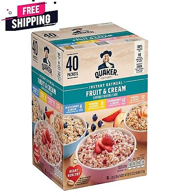 Quaker Instant Oatmeal Fruit & Cream, Variety Pack [40 pk] Ready In 2 Minutes