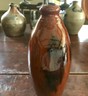 Redware Flask W/Maganese Splatters. LONG ISLAND NY or CONNECTICUT.