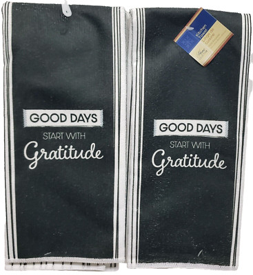 Set of 2 Same Microfiber Towels (15''x25'') GOOD DAYS START WITH GRATITUDE, GR