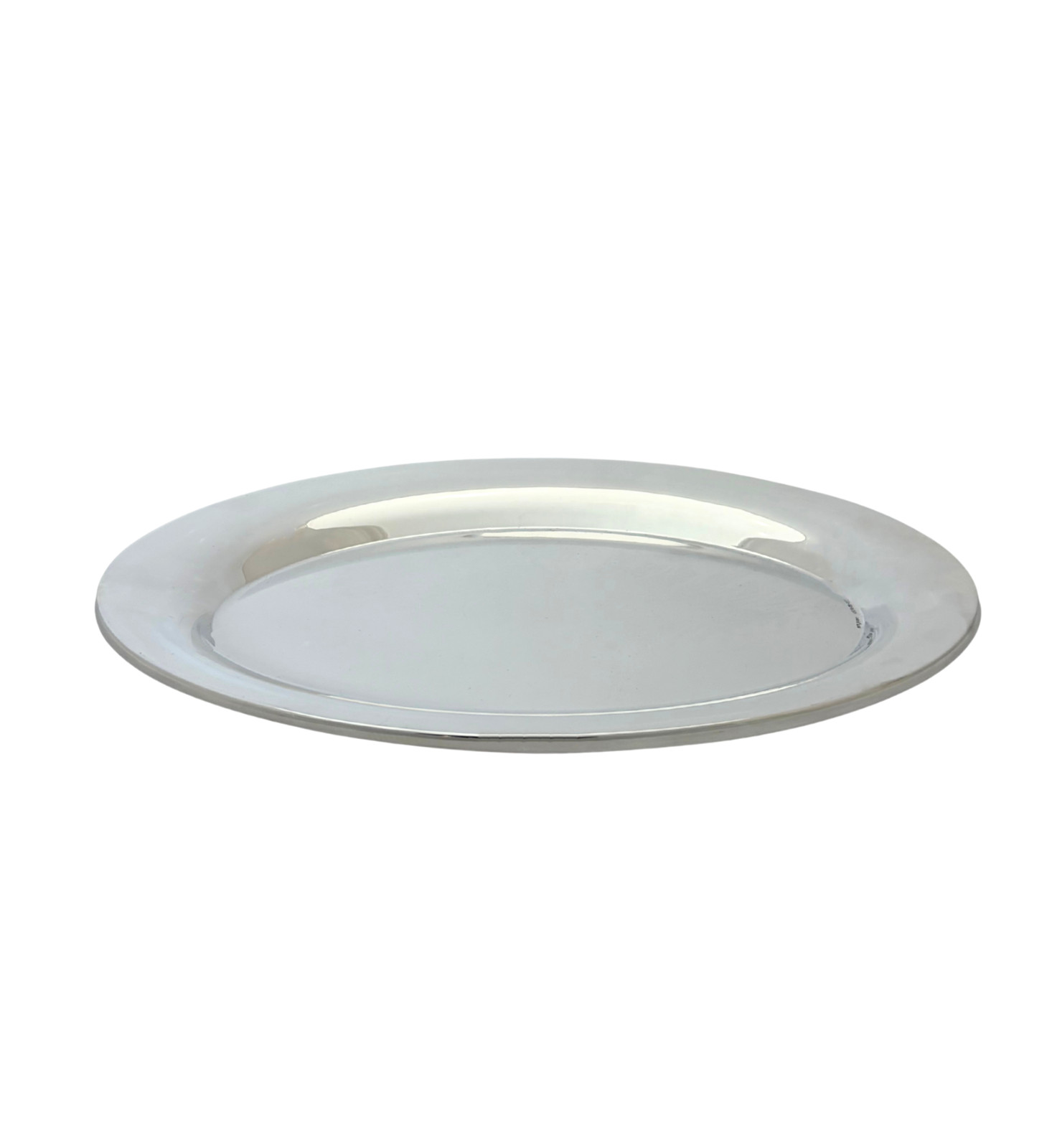 ITALIAN 925 STERLING SILVER HANDMADE MODERN SHINY SLEEK FINISH OVAL PLATE TRAY