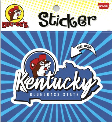 Buc-ee's Kentucky The Bluegrass State - Beaver Logo, Blue Stripes- 4x4 sticker