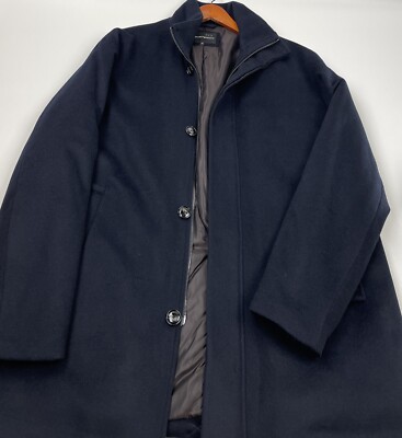 #350 Emporio Armani Cashmere & Wool Car Coat Size 46  BLUE 