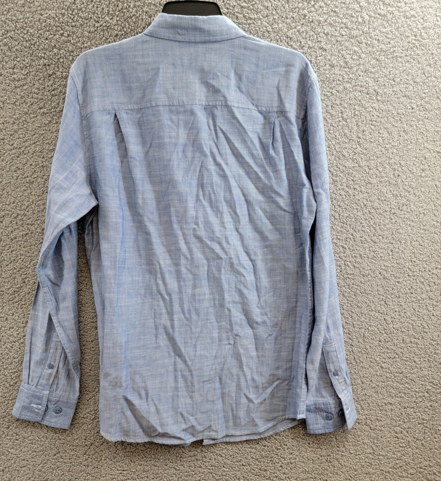 Weatherproof Vintage Long Sleeve Solid Cotton Twill Shirt Men's S French Navy - Picture 5 of 19