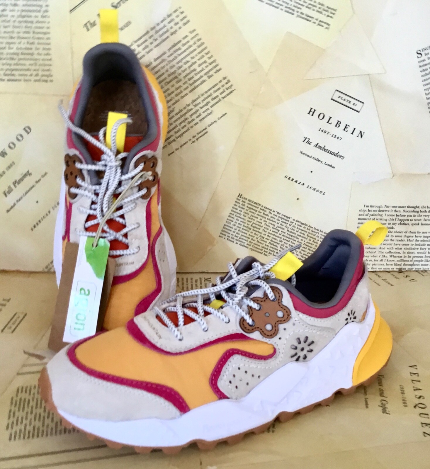 

Кроссовки Anthropologie Flower Mountain Kotes Dandelion Замшевые Оранжево-Белые 40 NWT, Orange red gray, flower mountain Dandelion Kotes Sneakers