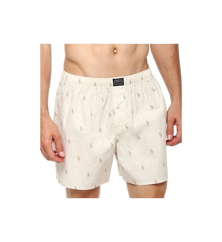 Polo Ralph Lauren - Мужские подвесные тканые боксеры, Принт игрока в поло, Пляжный камень, S