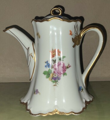 Shabby chic Winterling Bavaria Coffee pot Pink roses Large teapot,Bavarian china,Vintage german porcelain Gold trimmed Chintz coffee pot