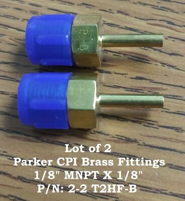 Lot of 2, Parker CPI Brass Pipe Fittings, 1/8''MNPT X 1/8'' P/N: 2-2 T2HF-B