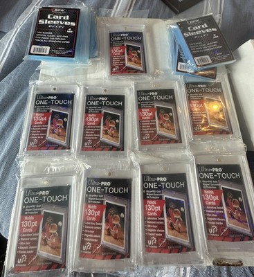 9- one touch card holder 130pt New - 6- Penny Sleeves- For Sports Cards