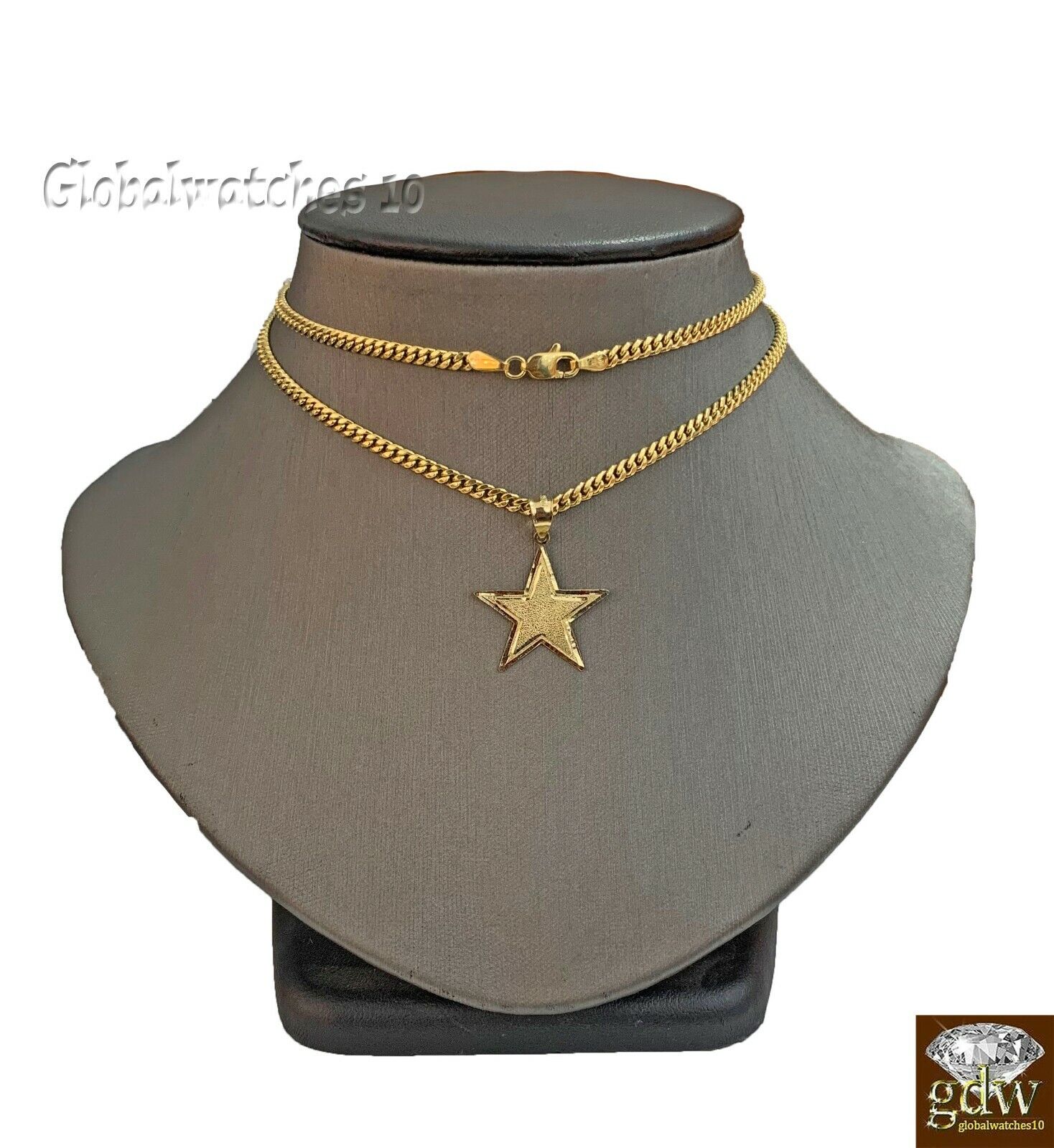 Pre-owned G&d 10k Gold Charm Pendant Star With Miami Cuban Chain In 22 24 26 28 Inch, Real