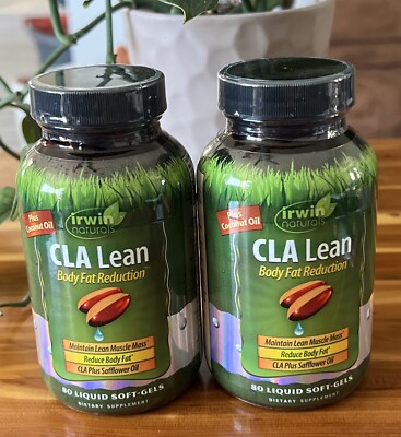 2 Irwin Naturals CLA Lean Body Fat Reduction ~ 80 Soft-Gels Each ~ Exp 08/25