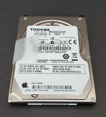 250GB APPLE HARD DISK DRIVE 2.5'' Snow Leopard/MacBook & Pro/Mac Mini 2007-2012