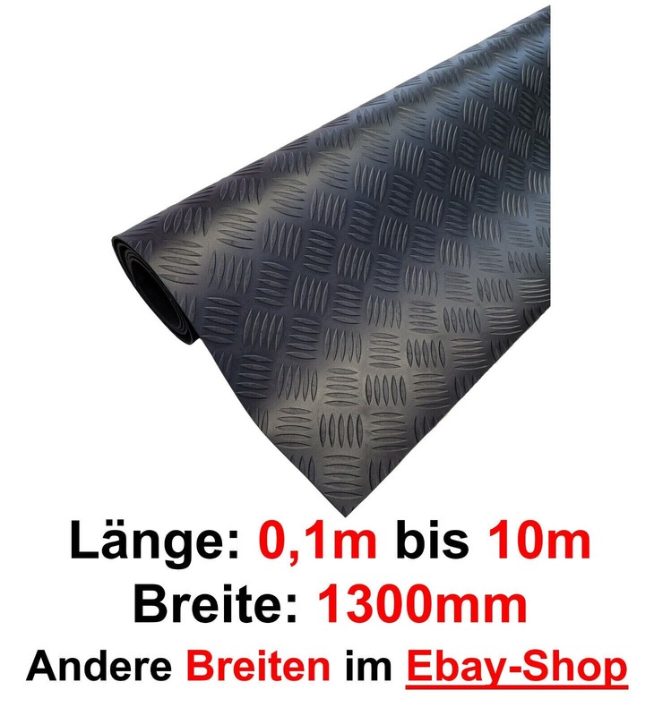 Riffelblech-Matte | 130cm Breit 3mm Stark | Hammerschlag GummilÃ¤Ufer Gummimatte 