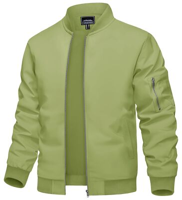 Men's Lightweight Bomber Jacket Spring Fall Thin Casual Coat Full-Zip Work Coats