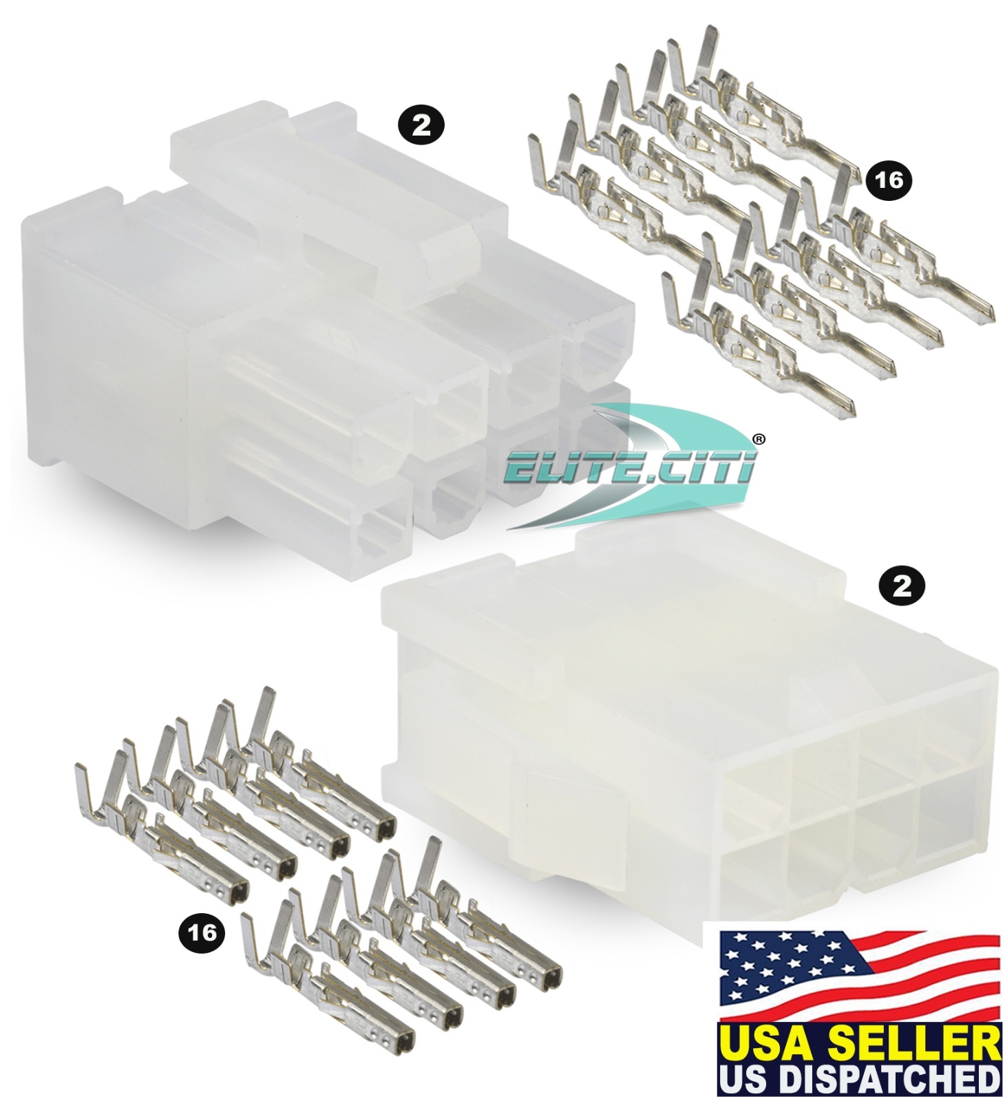 Molex -2 Complete Set - (8 Circuit) w/18-24 AWG, Wire