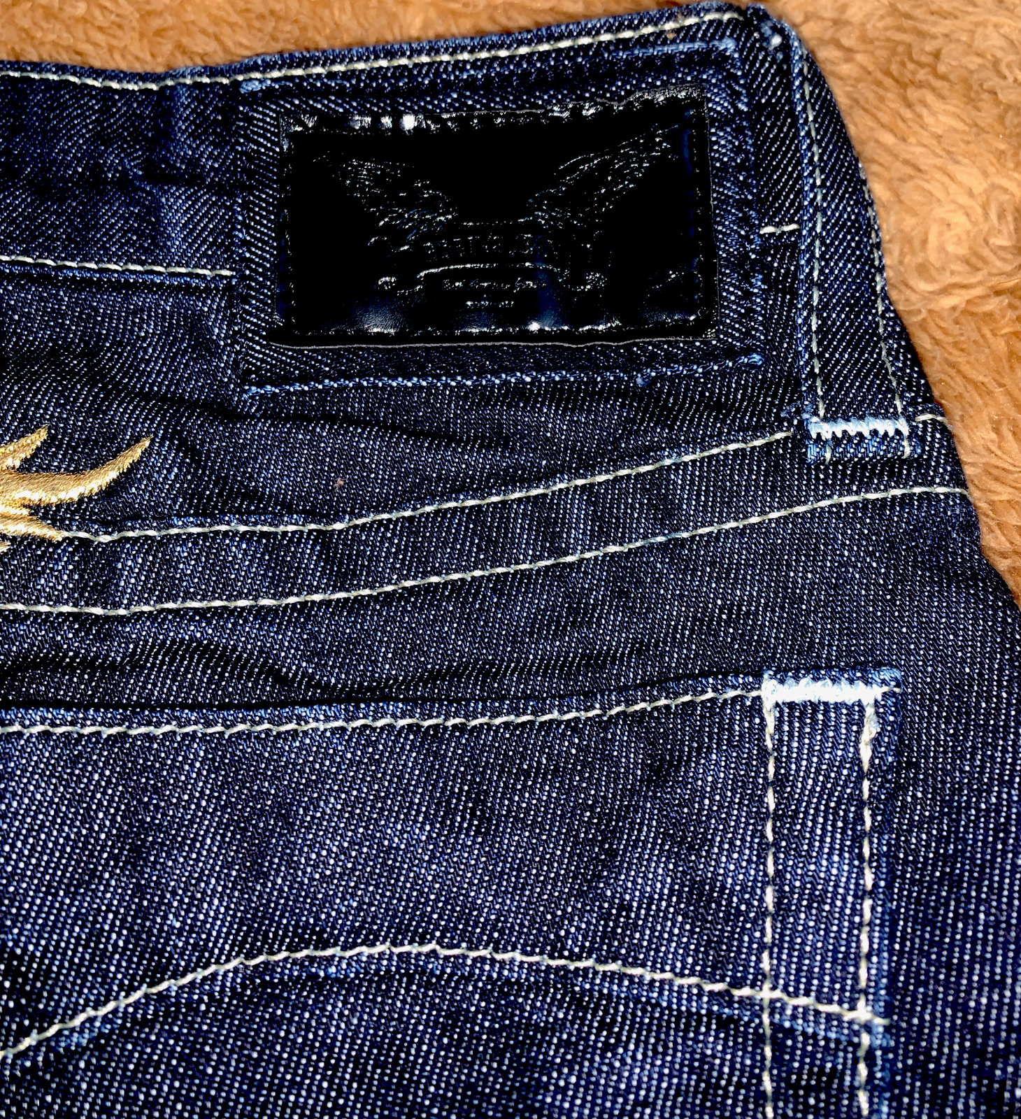 Embroidered Jeans Wings Slim Straight 