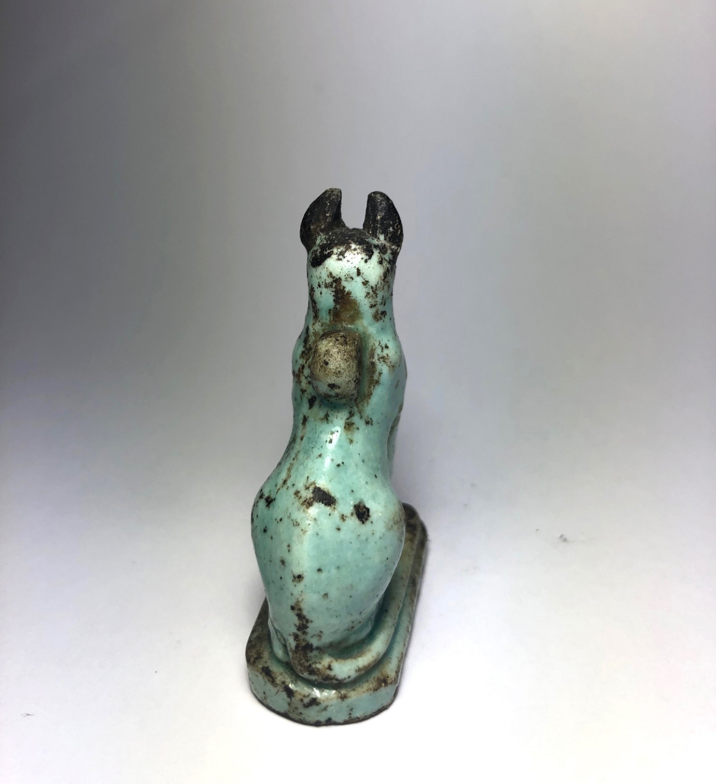 Ancient Egyptian Faience Cat Amulet - Figure statue