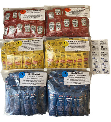 Mayo Ketchup & Mustard Grab & Go Condiment Packs - 300 Packets - 100 each Flavor