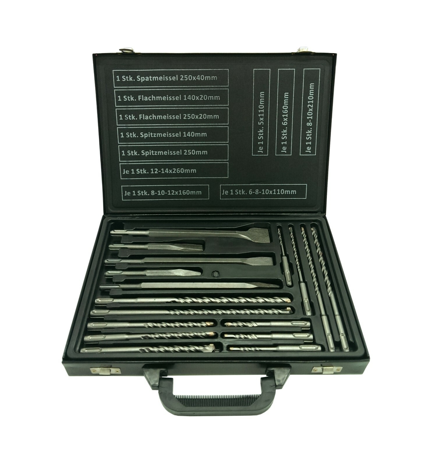 Bohrer- & Meißel-Set SDS Plus, 17-teilig – Für Beton & Mauerwerk, Mit Koffer