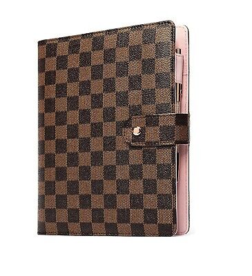   Luxury Checkered A6 Agenda Binder Planner Journal Notepad Gift Brown