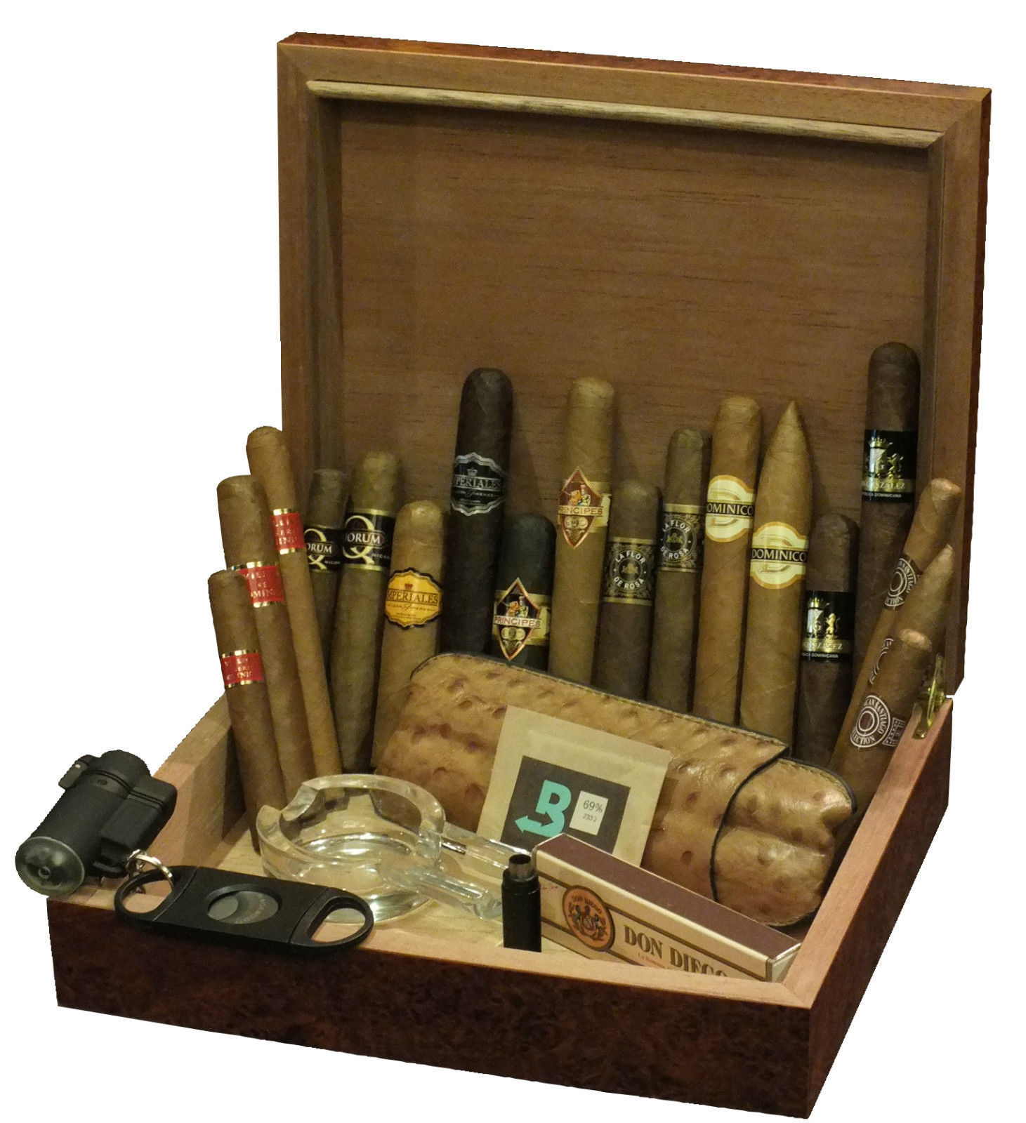 Zigarren Sortiment 18 Stück Corona, Robusto, optional mit Zubehör und Humidor